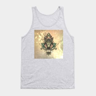 Elegant lion face with floral elements Tank Top